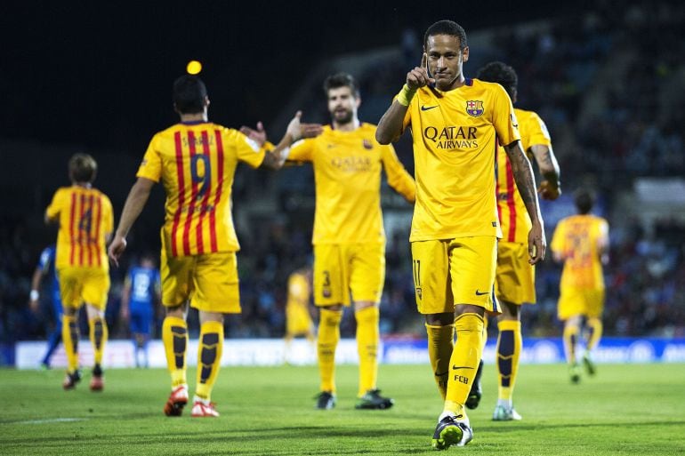 Neymar celebra su tanto en Getafe.