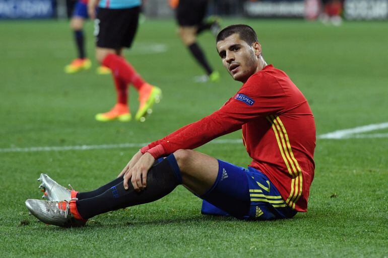 Morata, durante un partido de la Eurocopa con la selección española