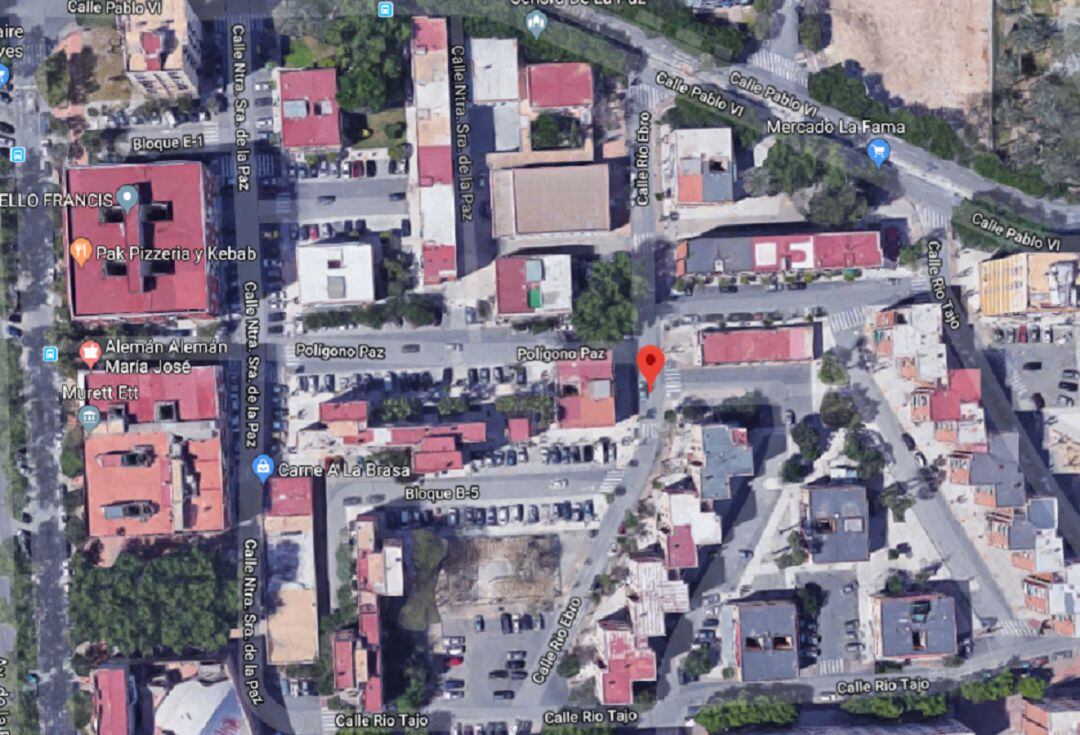 La calle Río Ebro, lugar donde se ha producido en el incendio