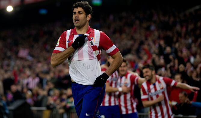 Diego Costa celebra el gol en el Vicente campeón.