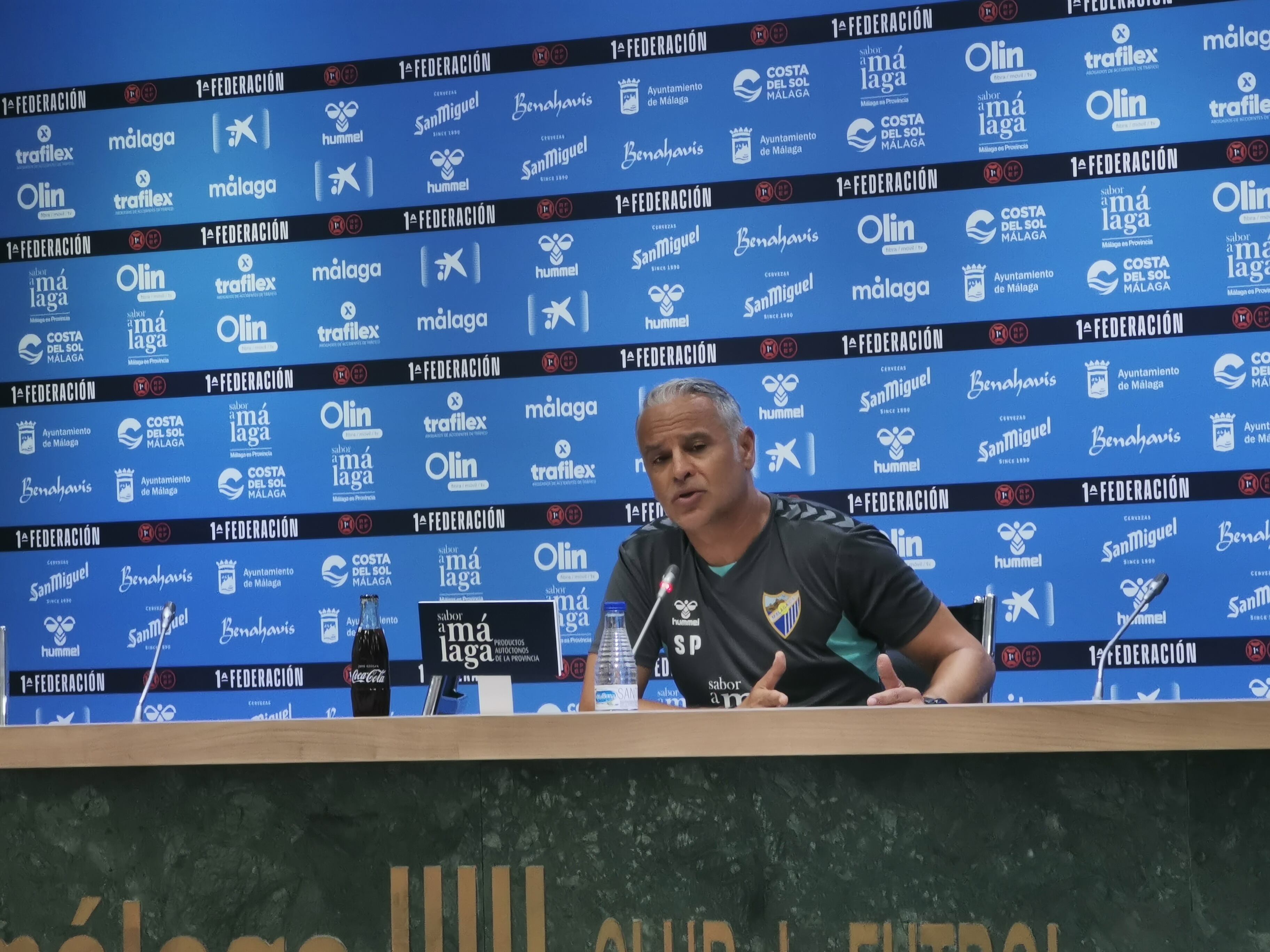 Sergio Pellicer, en la sala de prensa de La Rosaleda