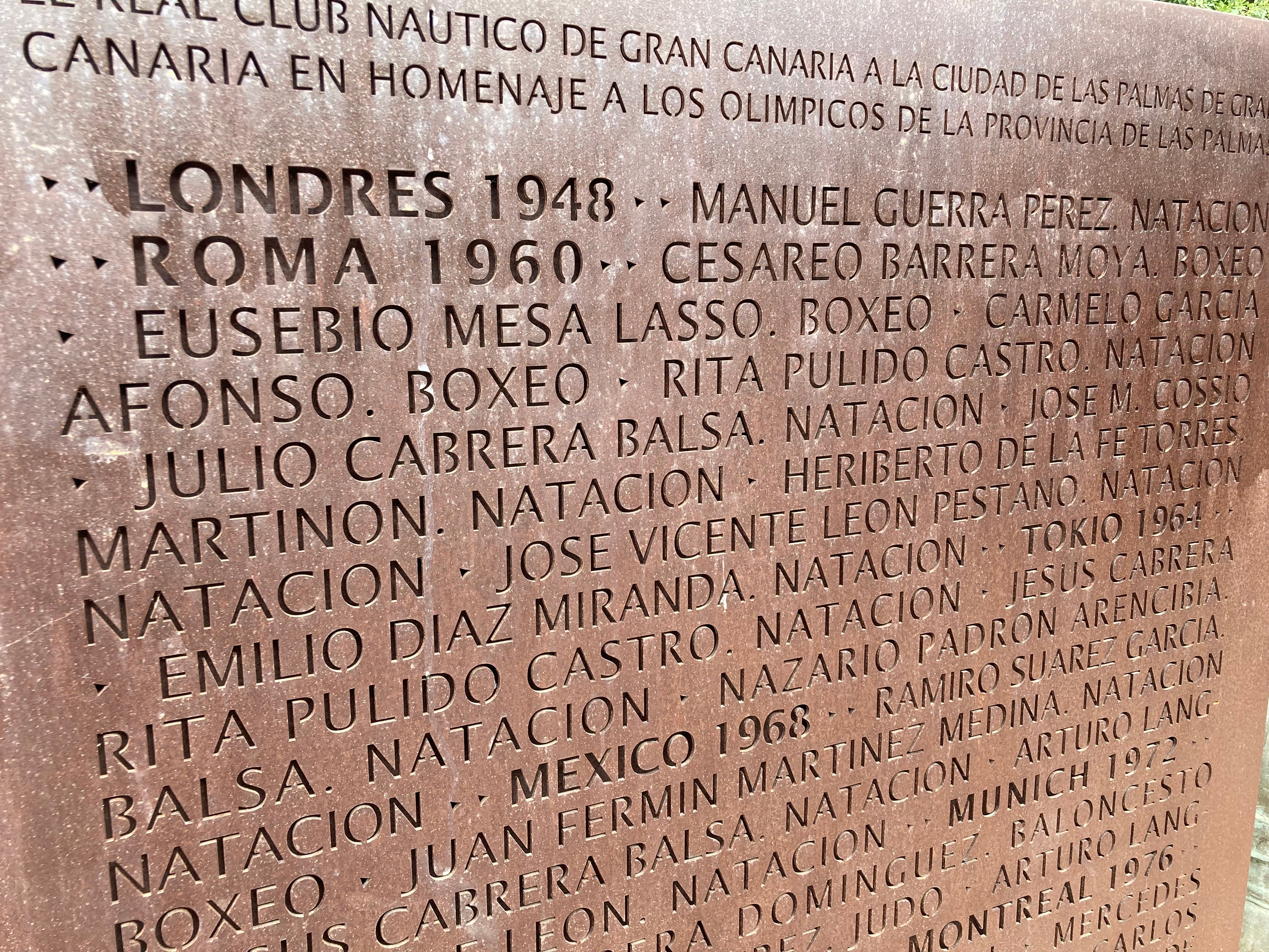 Memorial a los olímpicos canarios en el paseo de Las Alcaravaneras, Las Palmas de Gran Canaria