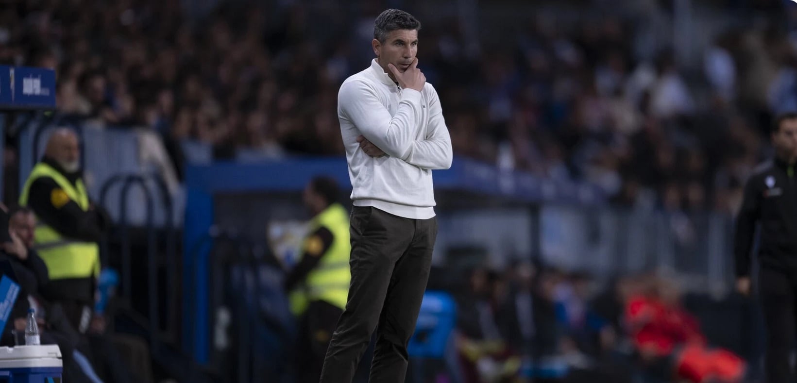 Juanfran Funes, en la banda de La Rosaleda