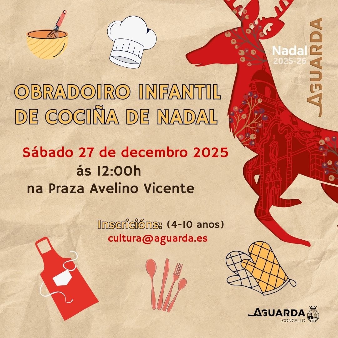 Cartel del Obradoiro infantil de cocina de A Guarda