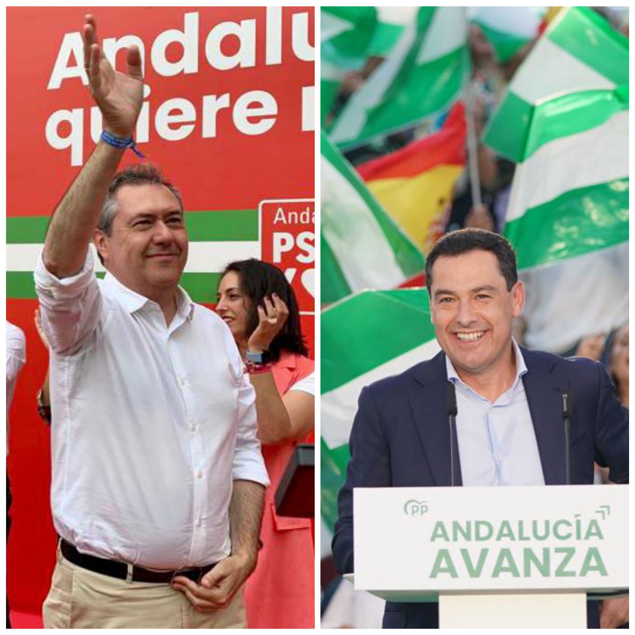 Los candidatos a la presidencia de la Junta de Andalucía del PSOE y del PP, Juan Espadas y Juan Manuel Moreno, respectivamente