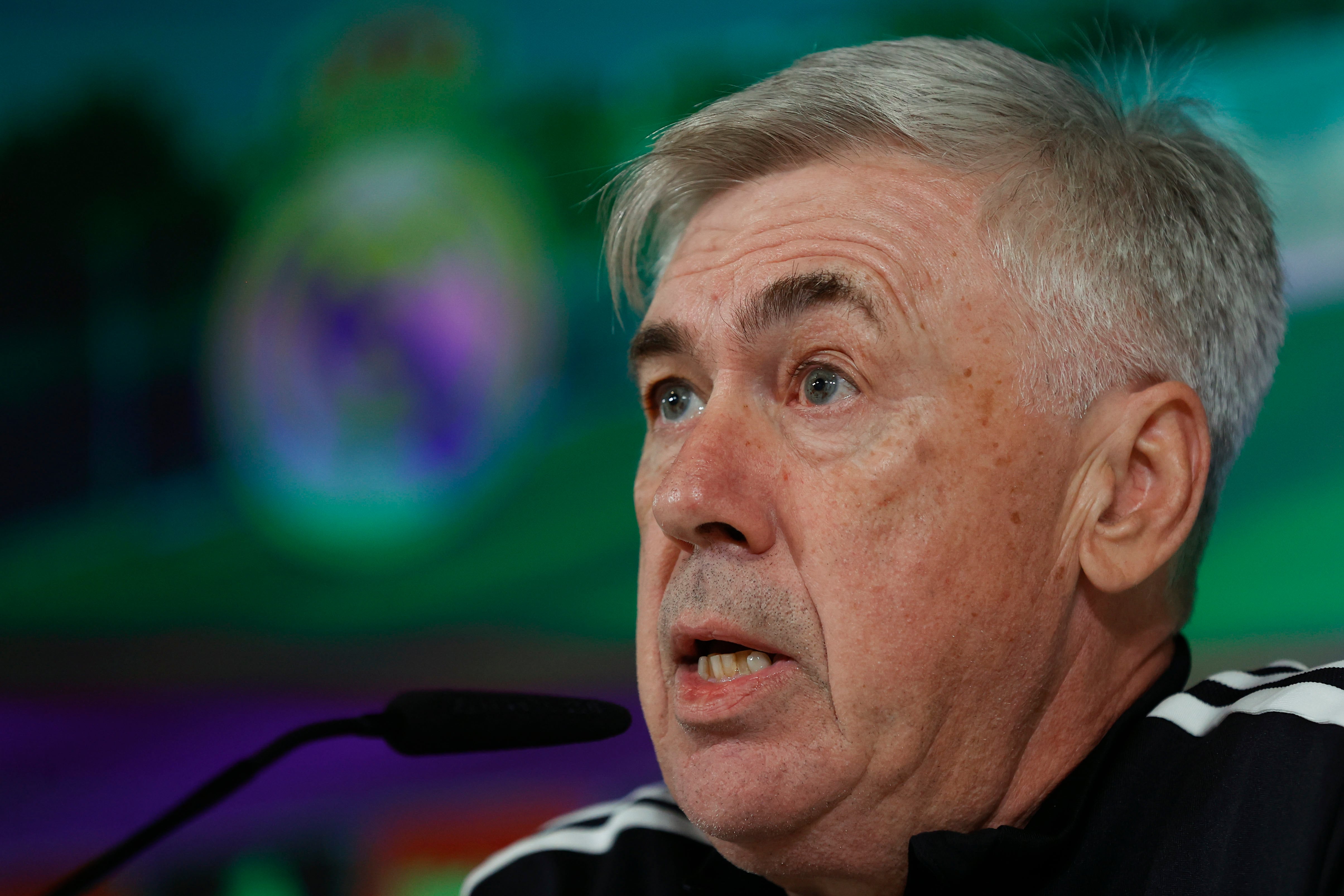 MADRID, 29/12/2022.- El entrenador italiano del Real Madrid, Carlo Ancelotti durante la rueda de prensa tras entrenamiento del equipo este jueves en Valdebebas, Madrid para preparar su partido de mañana de LaLiga ante el Real Valladolid. EFE/ Juan Carlos Hidalgo
