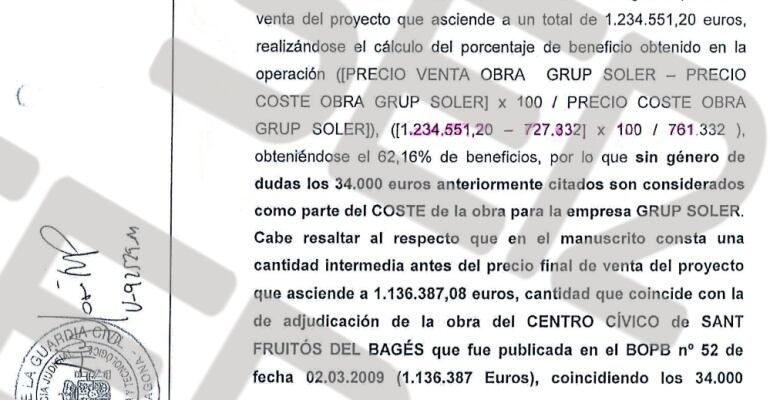 El grupo Soler obtuvo un beneficio de más del 62,16% de un proyecto que les costó 700.000 euros y que la constructora infló hasta la cantidad que se les adjudicó en la licitación.