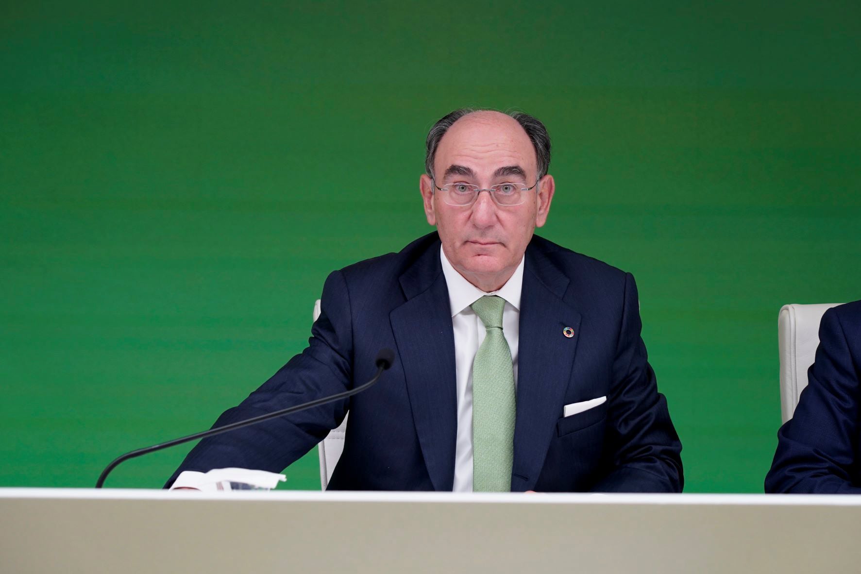 El presidente de Iberdrola Igancio Sánchez Galán, preside la Junta General de Accionistas de Iberdrola, celebrada este viernes en Bilbao.