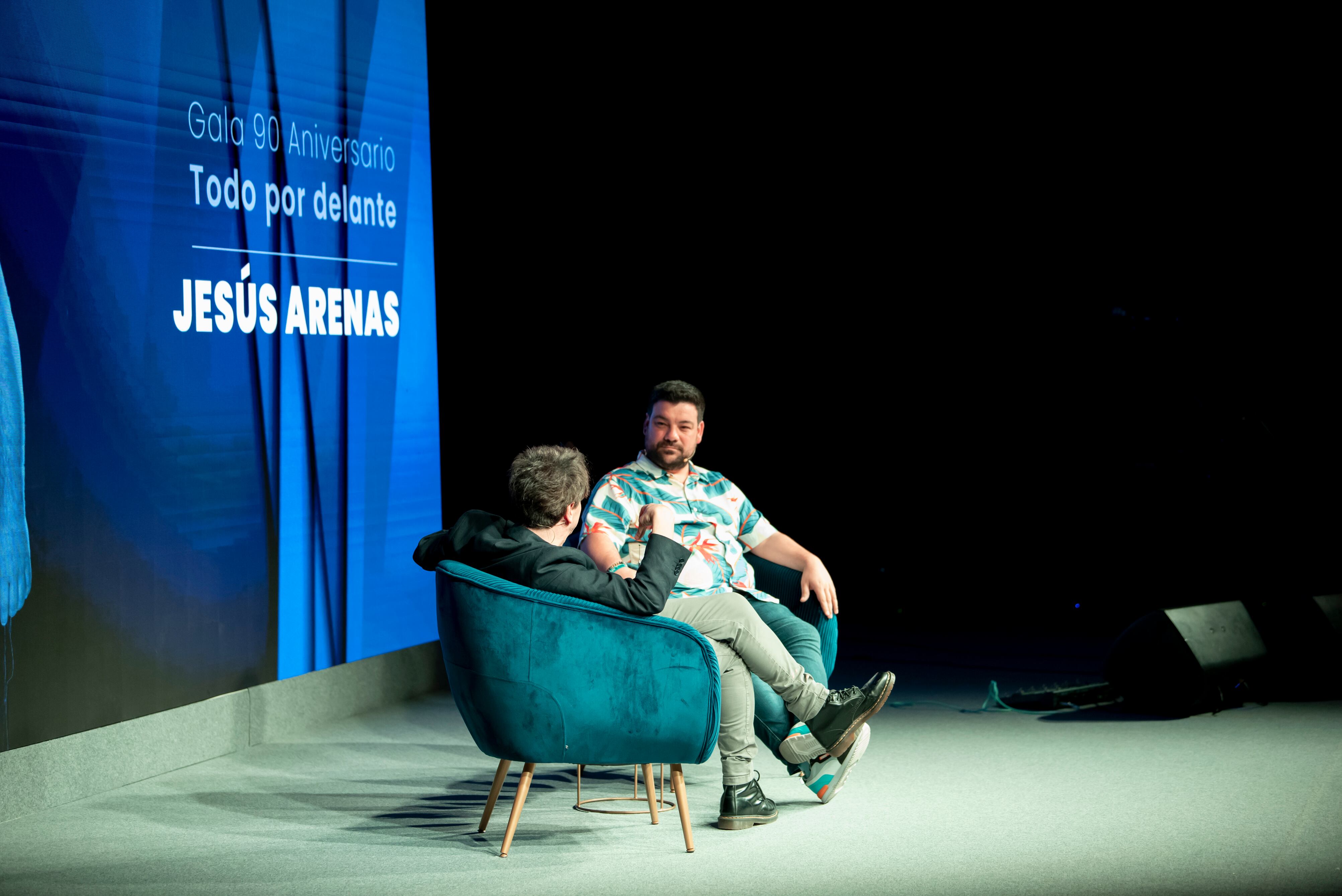 Juan Carlos Ortega y el cómico Jesús Arenas, en la gala por el 90 aniversario de Radio Albacete.