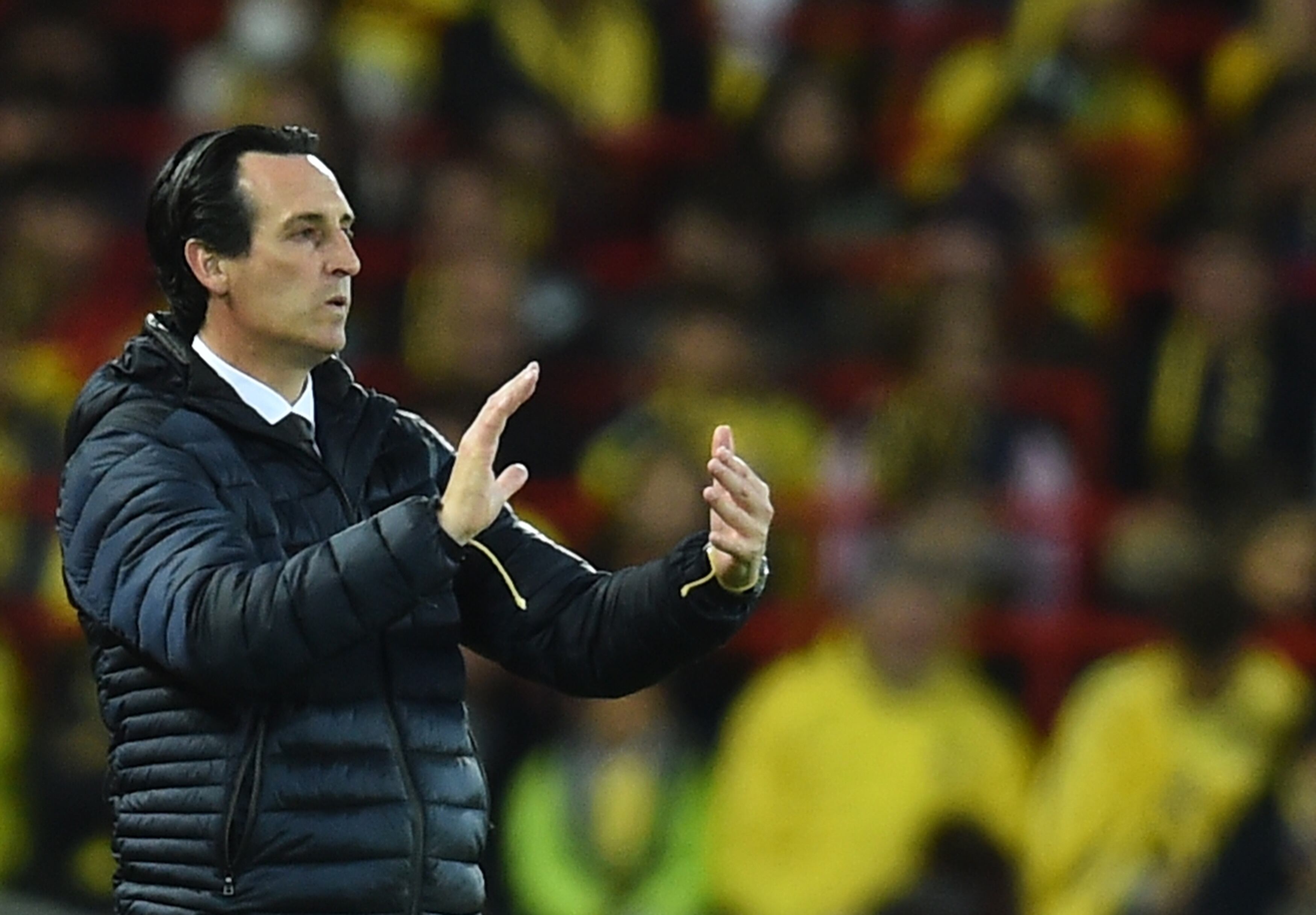 Liverpool (United Kingdom), 27/04/2022.- Villarreal&#039;s head coach Unai Emery reacts during the UEFA Champions League semi final, first leg soccer match between Liverpool FC and Villarreal CF in Liverpool, Britain, 27 April 2022. (Liga de Campeones, Reino Unido) EFE/EPA/PETER POWELL
