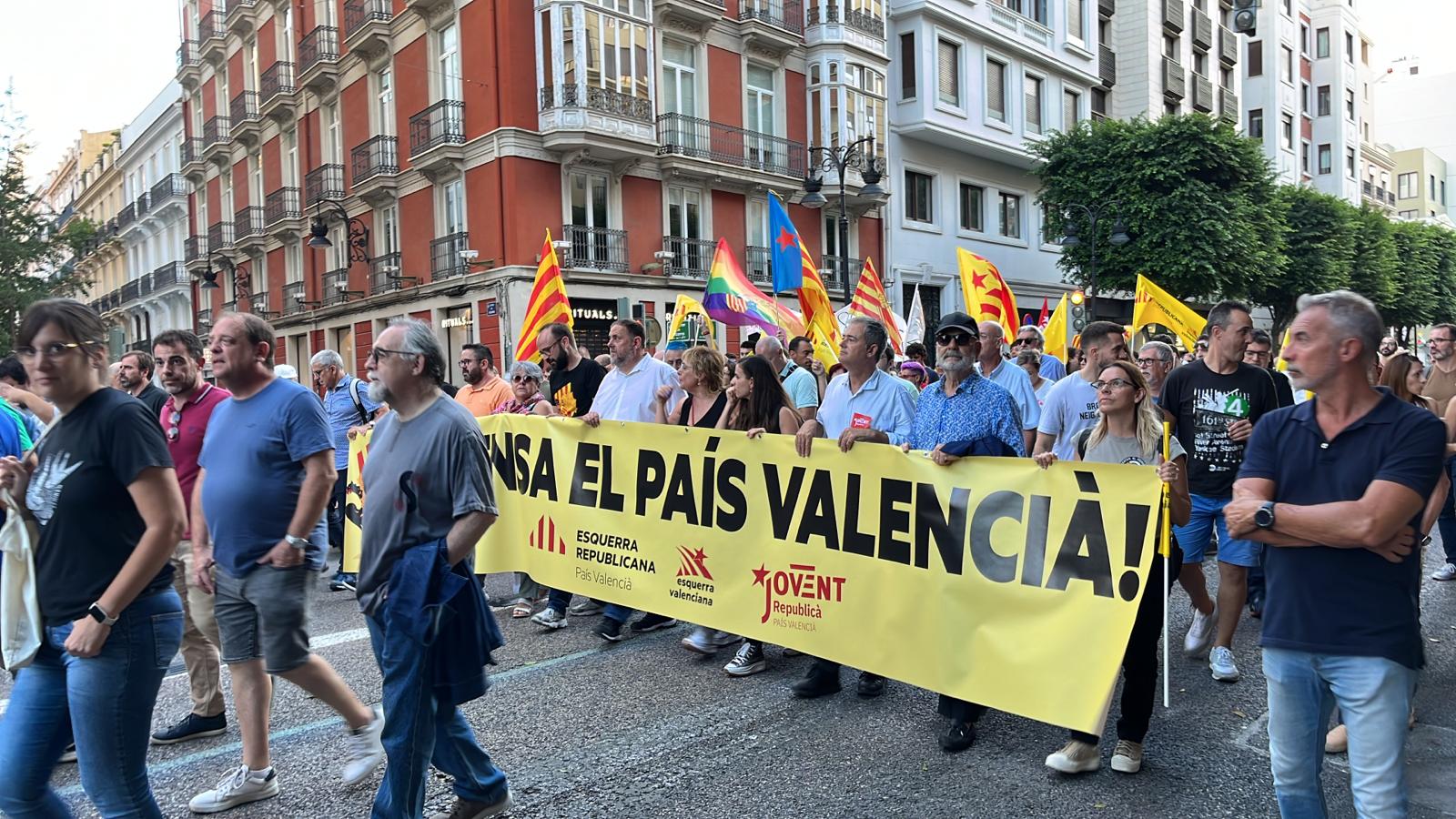 Oriol Junqueras, presidente d&#039;ERC, en la manifestación del 9 d&#039;Octubre este lunes