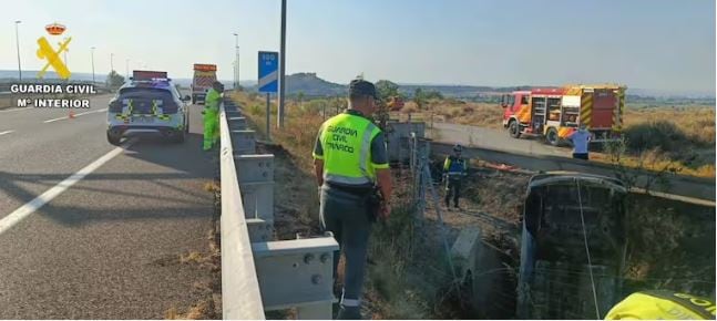 Imagen del accidente de tráfico, con tres fallecidos, del pasado 11 de agosto, en la A-22