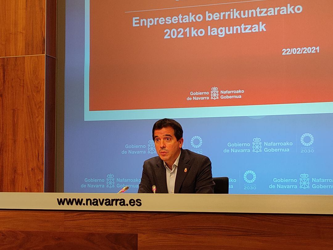 Mikel Irujo, consejero de Desarrollo Económico y Empresarial del Gobierno de Navarra en una comparecencia anterior.