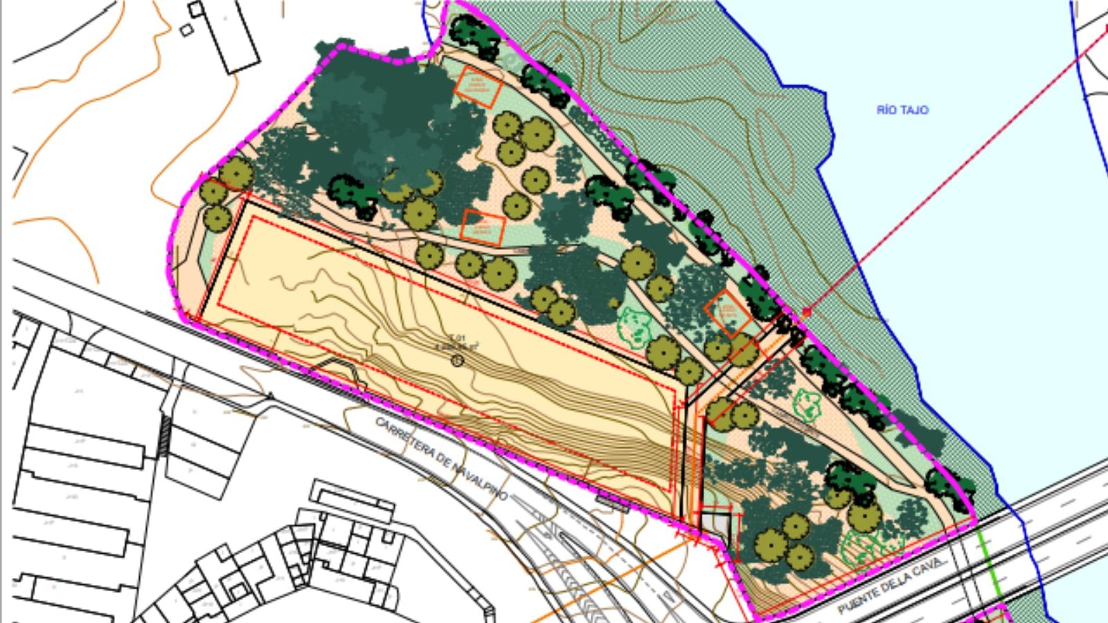 Así quedará el entorno del puente de la Cava, tras la construcción de un macrohotel y la realización de una gran zona verde