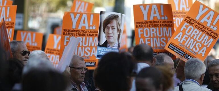 Manifestación, en septiembre de 2014, de afectados por Fórum y Afinsa.