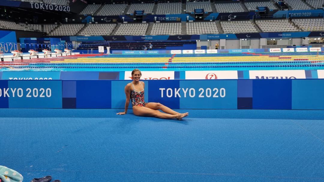 Michelle Alonso Morales, en el centro de deportes acuáticos de Tokio 2020.