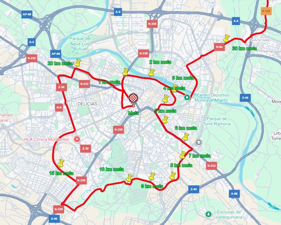 Recorrido por Zaragoza de la etapa de la Vuelta Ciclista España 2025