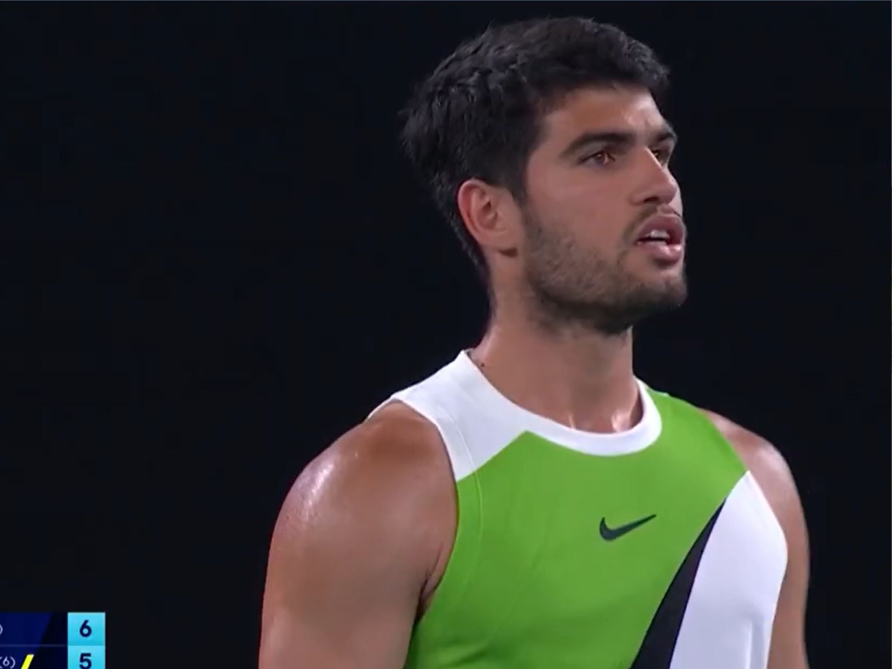 Carlos Alcaraz, durante su partido ante Alex De Miñaur