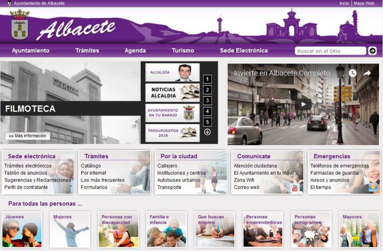 Captura de pantalla de la web del ayuntamiento