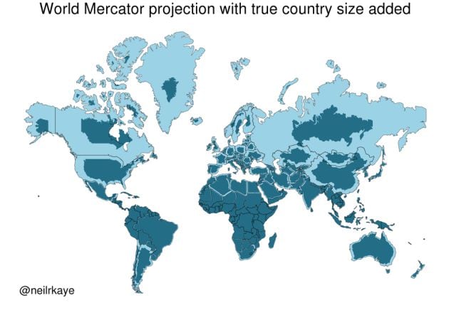 El tamaño de los países varía de forma considerable.