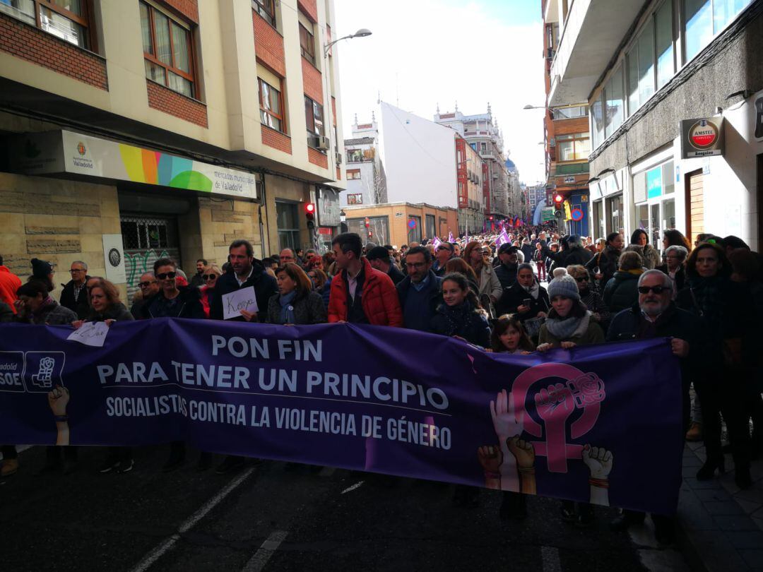 Un momento de la manifestación celebrada esta mañana en Valladolid