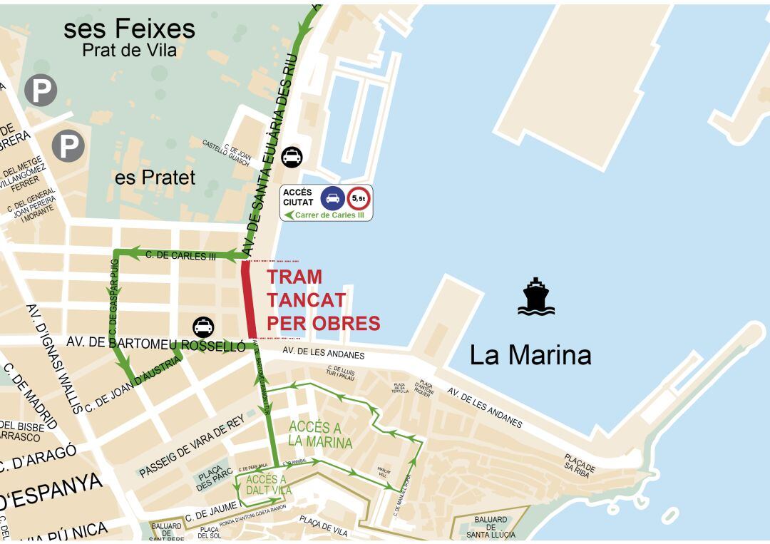 Mapa de la zona donde se realizarán los trabajos