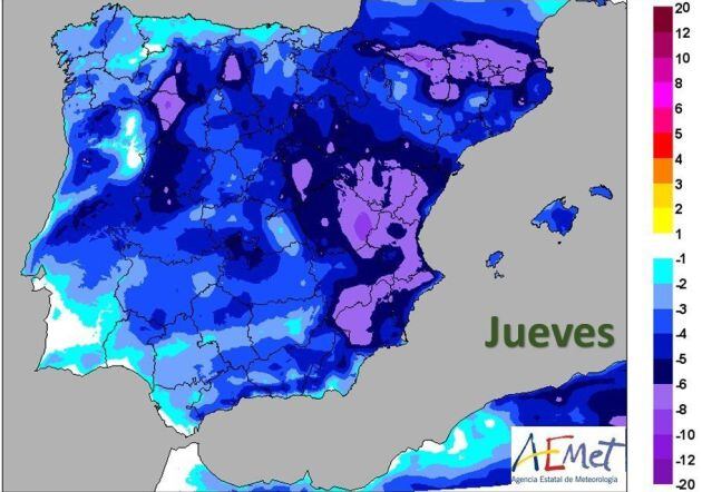 Descenso de temperaturas este jueves.