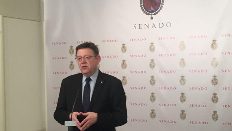 El President de la Generalitat en una rueda de prensa en el Senado. Imagen de archivo
