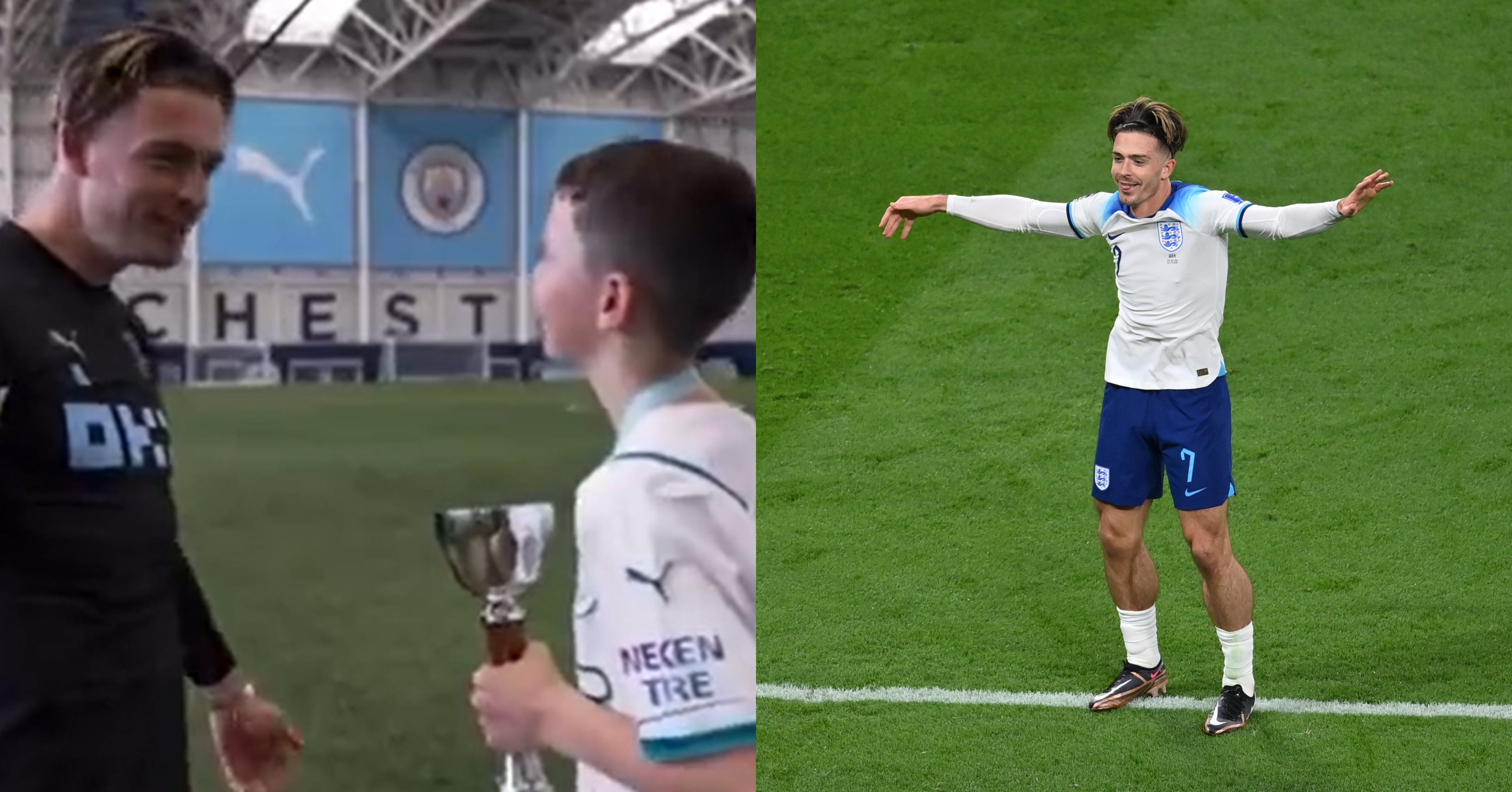 Jack Grealish celebra el sexto gol a Irán.