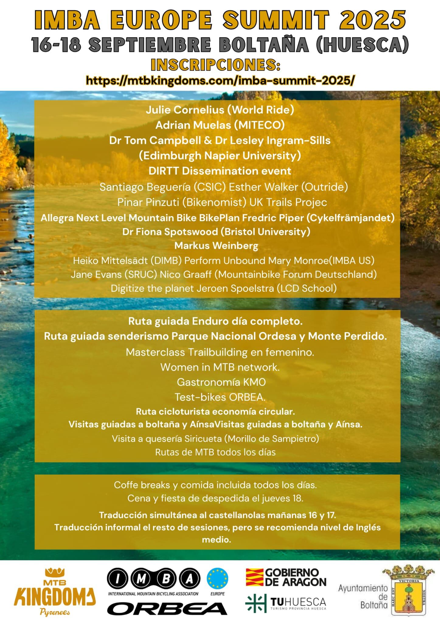 IMBA EUROPE SUMMIT 2025: Boltaña, 16-18 de septiembre.