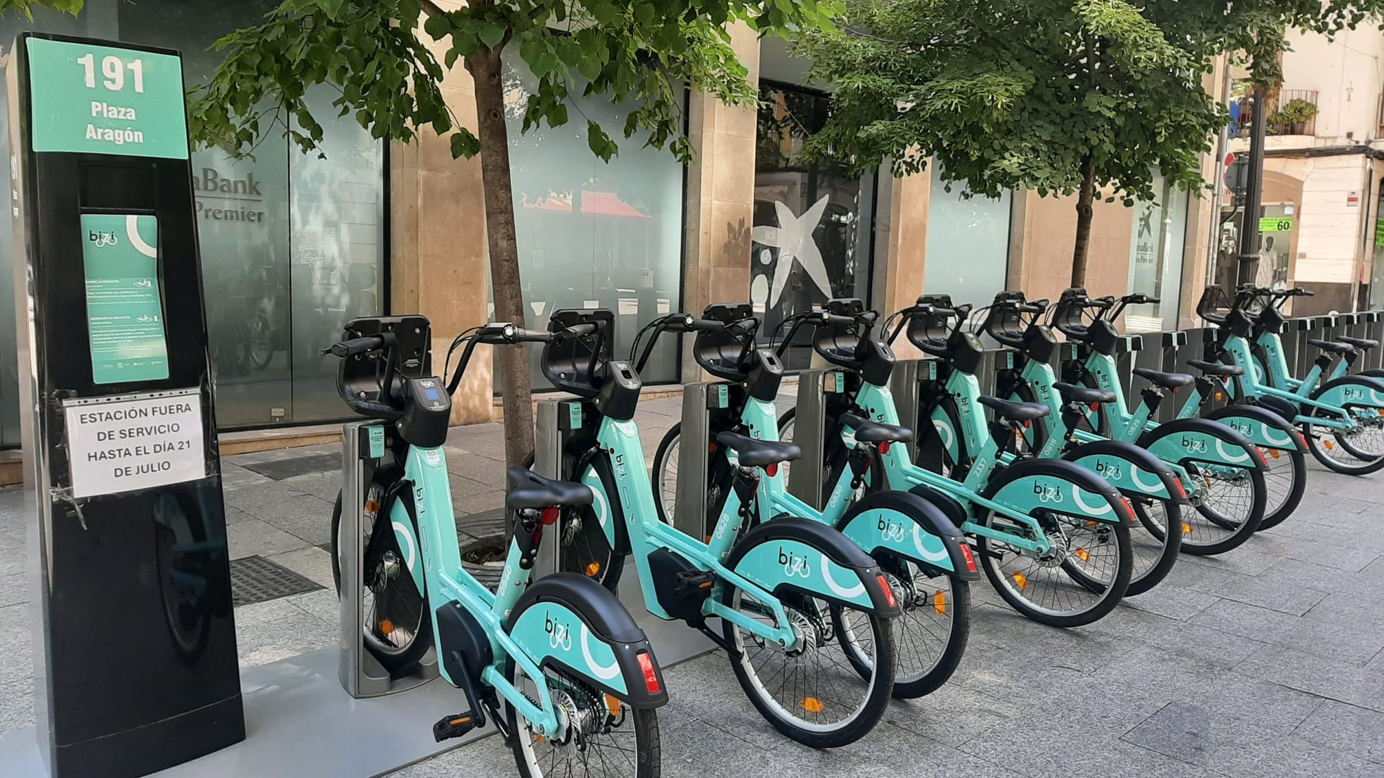 Nueva estación del servicio Bizi en Plaza Aragón, en Zaragoza