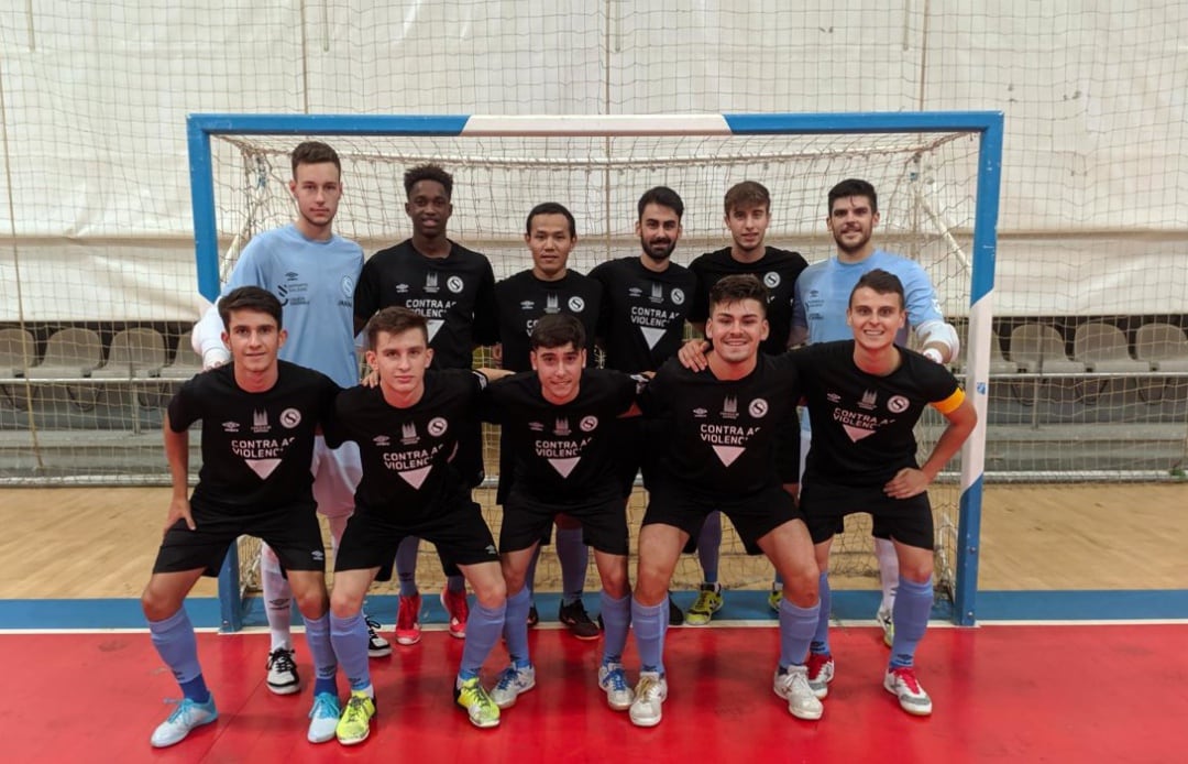 Formación del Santiago Futsal en el partido disputado ante el Ganomagoga Vigo FS en Copa Galicia