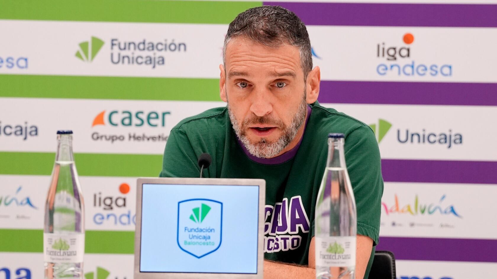 Ibon Navarro, en la sala de prensa del Martín Carpena