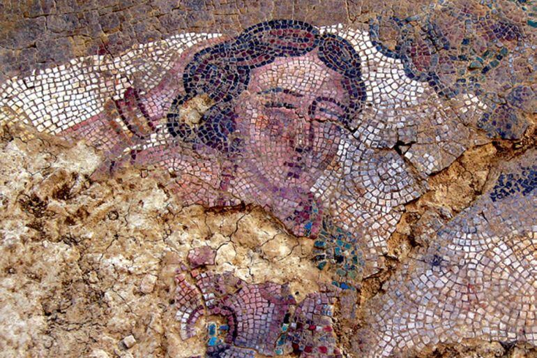 Detalle del mosaico de la estancia 13 de la Villa Romana de Camarzana de Tera