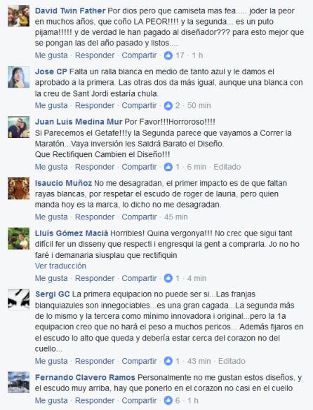 Algunos comentarios en Facebook