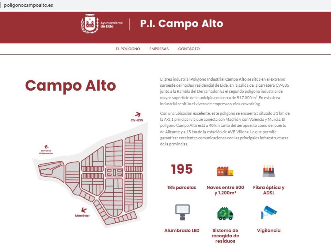 Web del Polígono Campo Alto de Elda 