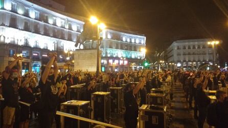 Manifestación del sector del espectáculo y eventos, este jueves en la puerta del Sol.