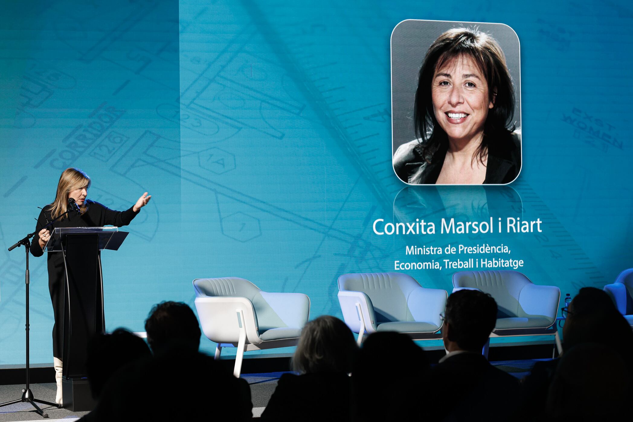 La ministra de  Presidència, Economia, Treball i Habitatge,Conxita Marsol