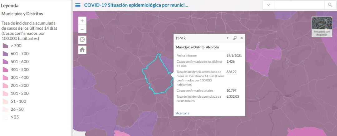 Mapa epidemiológico de Alcorcón