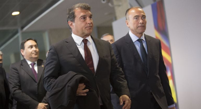 Joan Laporta durante el acto de homenaje a Johan Cruyff