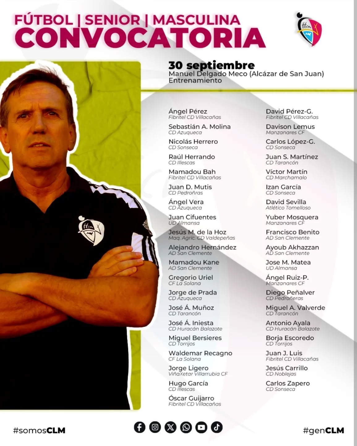Lista de convocados con la selección de Castilla-La Mancha
