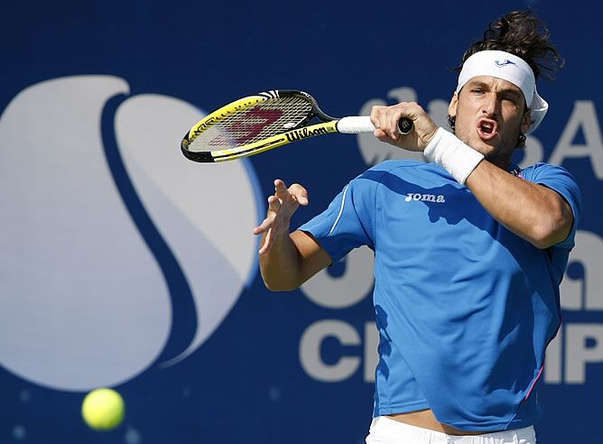 Feliciano López, durante un partido en el Torneo de Dubai