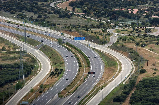 Vista aérea de la M-40 en Madrid