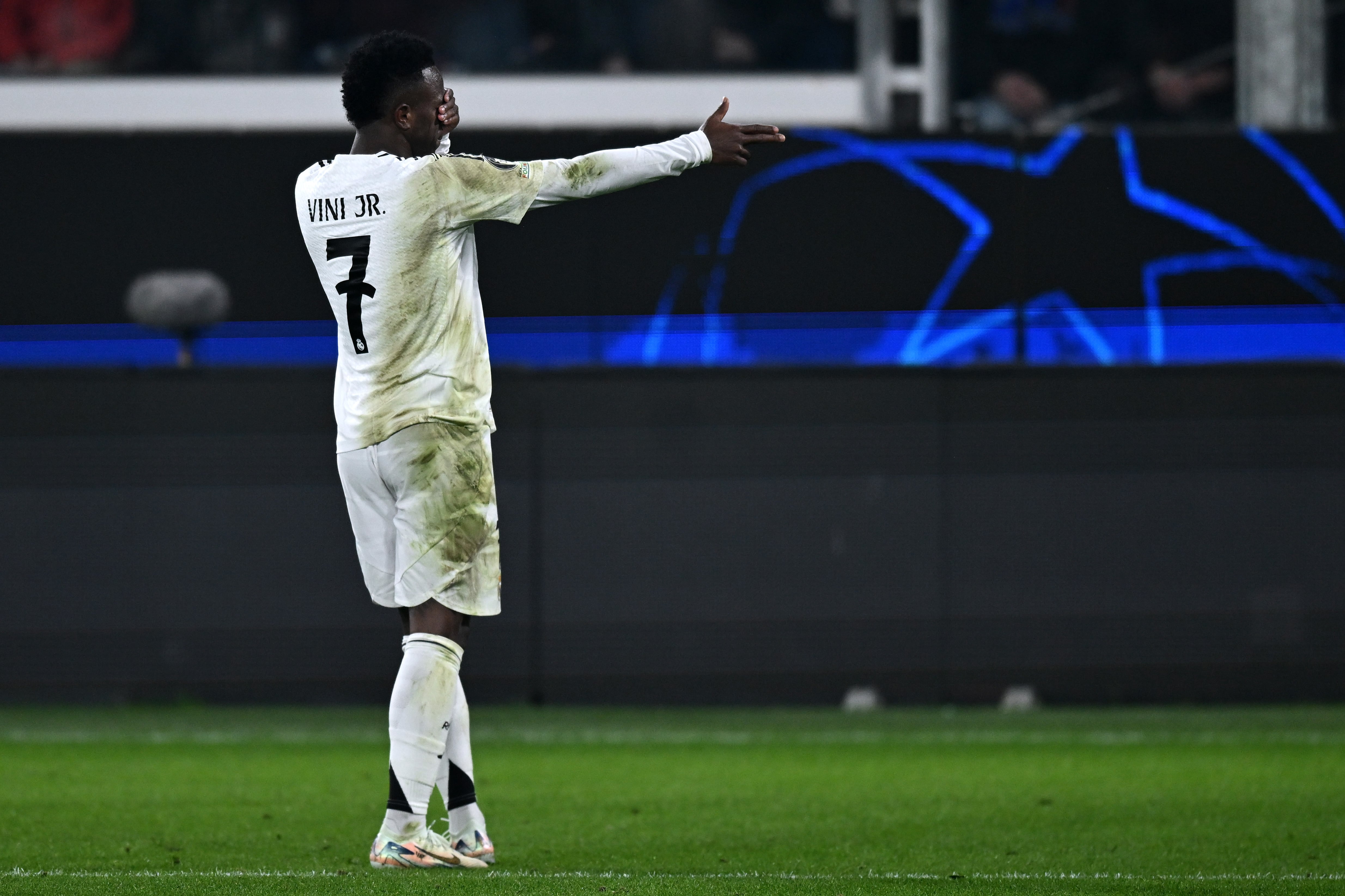 Celebración de Vinicius Júnior en el partido contra la Atalanta en Champions