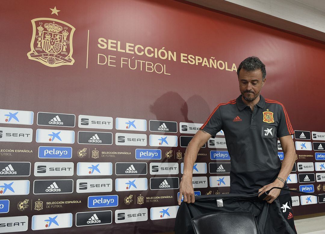 Luis Enrique, seleccionador del combinado nacional español, durante una rueda de prensa.