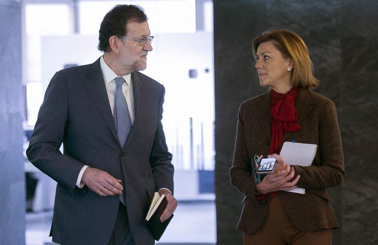 Fotografía facilitada por el Partido Popular de  Mariano Rajoy y María Dolores de Cospedal