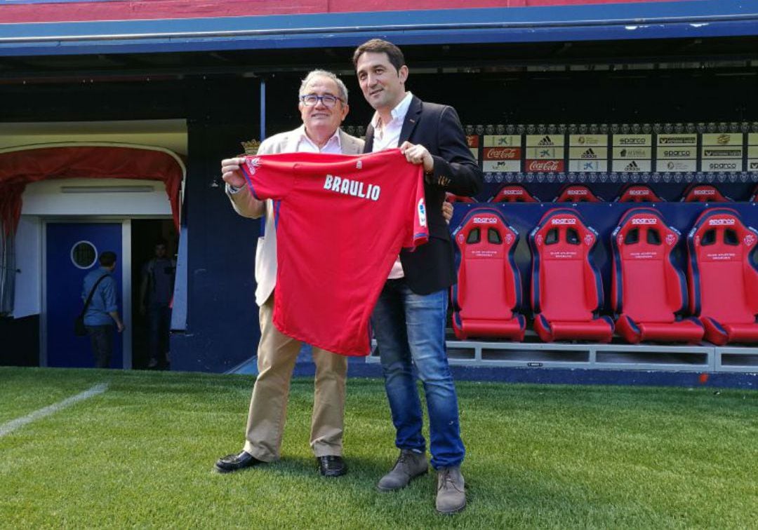 Braulio con el presidente Luis Sabalza en el Sadar