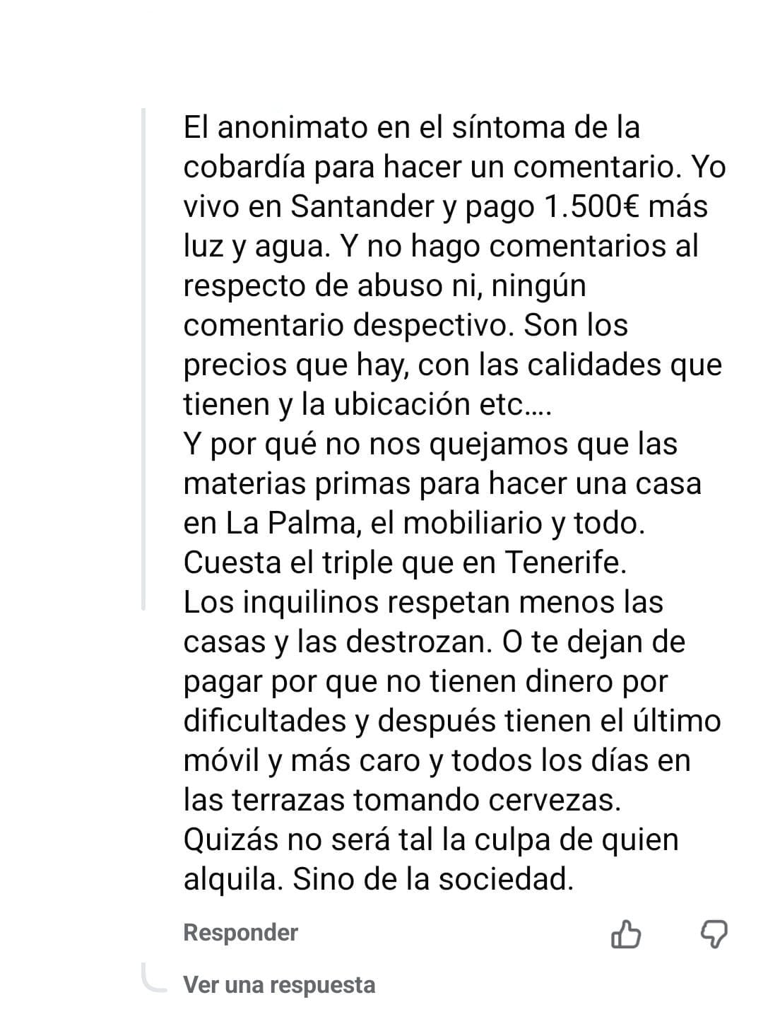 La reacción del casero a las críticas por el precio de su alquiler