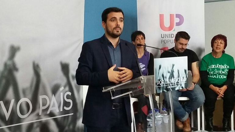 Alberto Garzón durante su comparecencia en Zaragoza