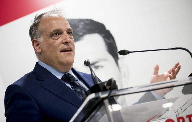 Tebas durante la presentación de Iker Casillas como embajador del Mundial. 